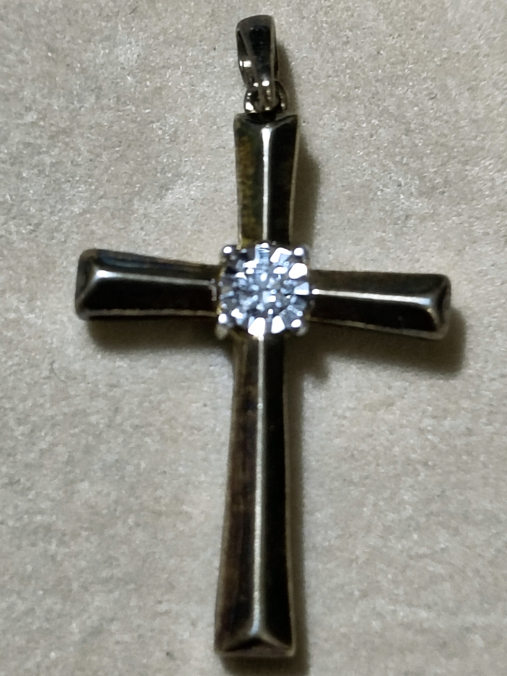 Beautiful Allure Platinaire and Diamond Cross Pendant Signed 925 SK9 LGD